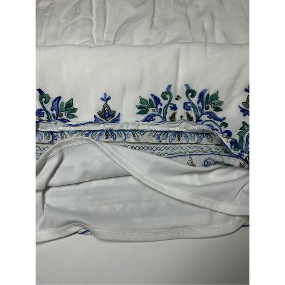 SANDRA DARREN BOHEMIAN WHITE LINED COLD SHOULDER SHIFT DRESS EMBROIDERED SIZE 12 - Picture 11 of 12